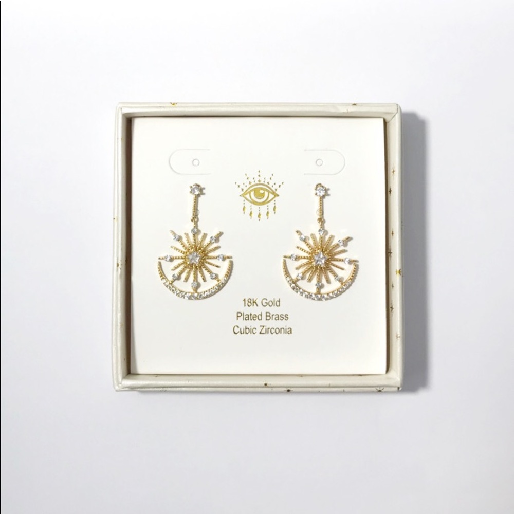 Sparkly Crystal Celestial Drop Earrings